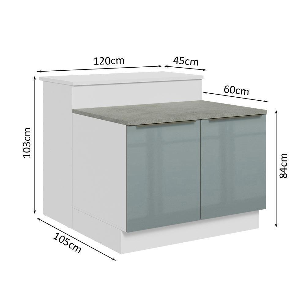 Ilha Cozinha Com Bancada E Balcão 120cm Branco/Cinza - 7