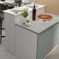 Ilha Cozinha Com Bancada E Balcão 120cm Branco/Cinza