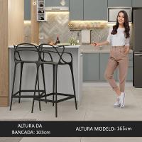 Ilha Cozinha Com Bancada E Balcão 120cm Branco/Cinza - 6