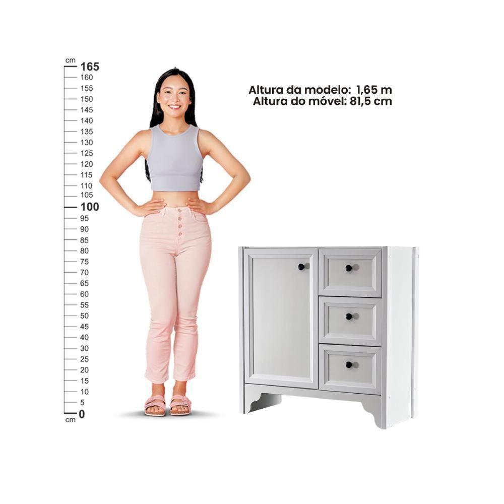 Gabinete Armário Banheiro Ditália 1pt 3gav Bn-05 Cor:branco Branco - 6