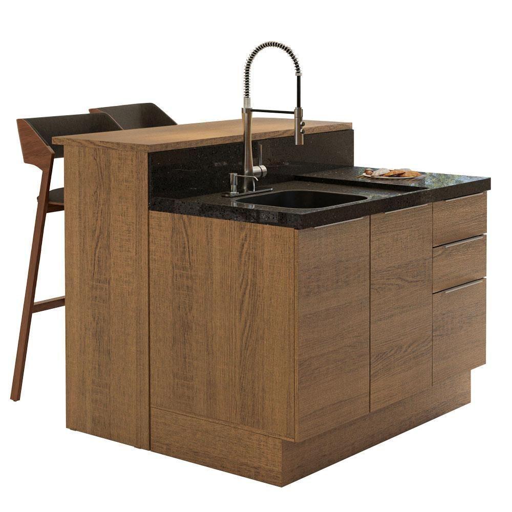 Ilha De Cozinha Com Bancada E Balcão 120 Cm Rustic - 4
