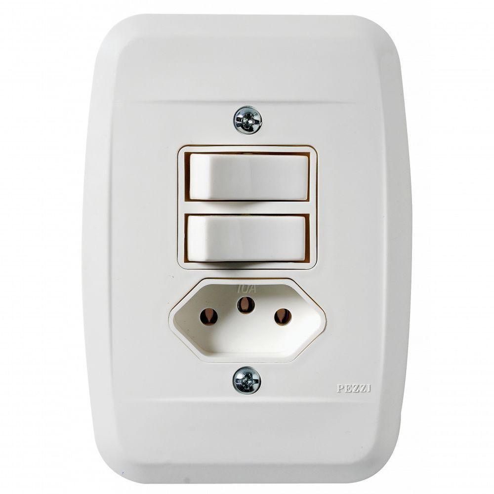 Interruptor Simples 2 T.s + Tomada 20a Embutir Branca 45107 - Pezzi - 1