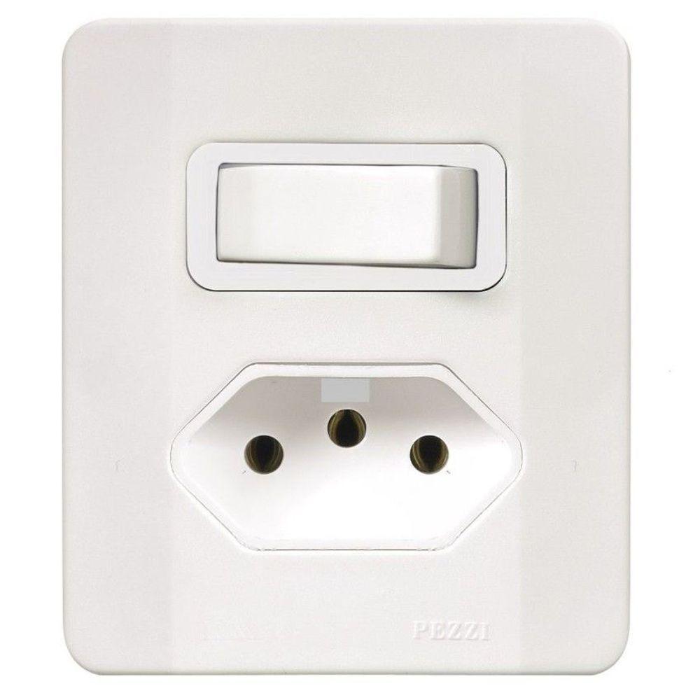 Interruptor 1 Tecla Simples + Tomada 2p+t 20a C/caixa Sobrepor Branca 64507 - Pezzi - 1