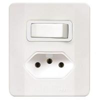Interruptor 1 Tecla Simples + Tomada 2p+t 20a C/caixa Sobrepor Branca 64507 - Pezzi - 1
