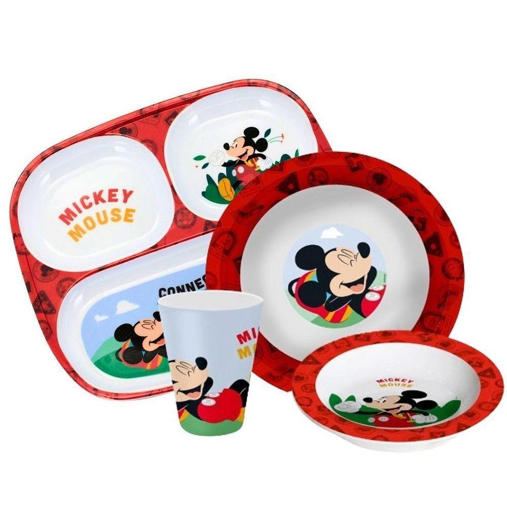 Kit Refeição Infantil Mickey Mouse Disney 4 Peças Pratos, Tigela E Copo Melamina - Tuut - 1