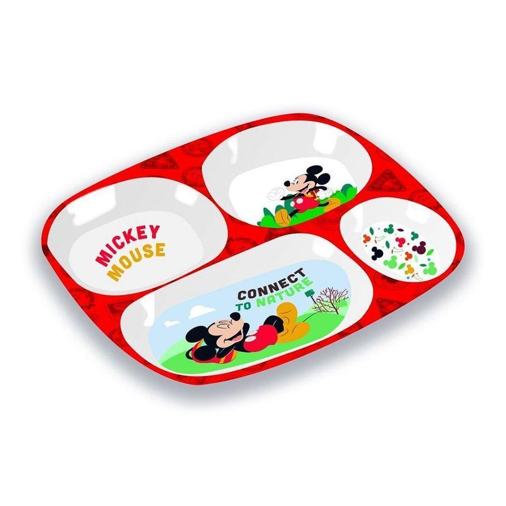 Kit Prato Refeição Infantil 4 Divisórias E Copo Melamina Mickey Mouse Disney - Tuut - 4