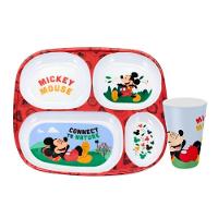 Kit Prato Refeição Infantil 4 Divisórias E Copo Melamina Mickey Mouse Disney - Tuut - 1