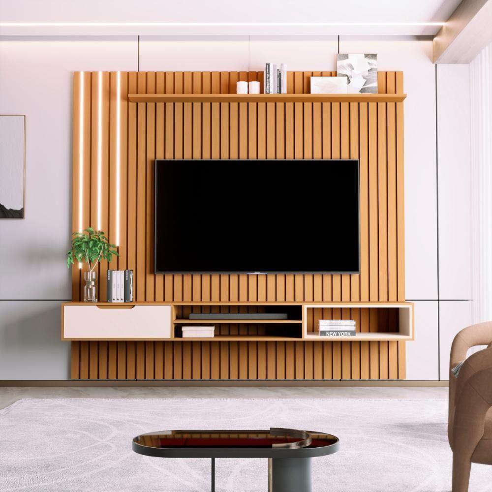 Home Ripado Com 2 Prateleiras E Led Chiba Nature Pérola - 2