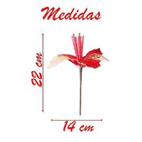 Kit 2 Flores Vermelhas Com Cabo Artificial Decoração De Natal Com Glitter 22cm - 4