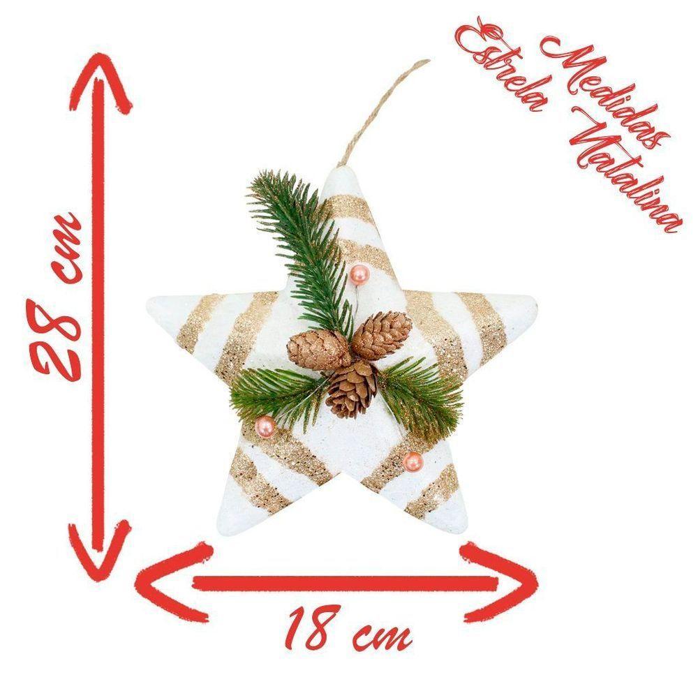 Enfeite árvore Natal Pendente Natalino Estrela De Natal 28cm - 3