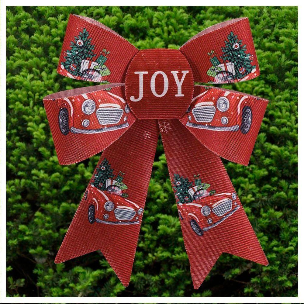 Enfeite árvore Natal Laço Vermelho Decorado 2 Peças 17cm - 1