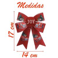Enfeite árvore Natal Laço Vermelho Decorado 2 Peças 17cm - 2