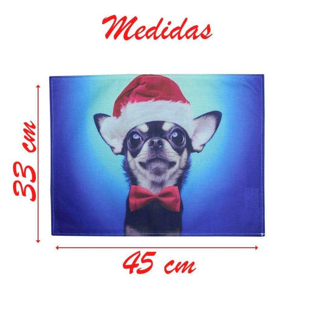 Jogo Americano Estampa Natal Cachorro Natalino 6 Peças - 3