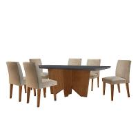 Sala De Jantar Mesa Evora Canto Copo 6 Cad. Grecia Rufato Turim / Grafite / Imbuia - 6