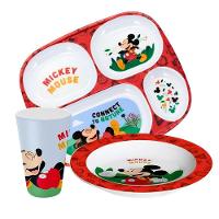Kit Refeição Infantil Mickey Mouse Disney 3 Peças Melamina Prato, Bandeja E Copo - 1