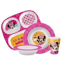 Kit Refeição Infantil Minnie Disney 4 Peças Prato Divisória, Tigela E Copo Melamina - Tuut - 1