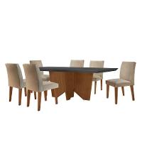 Sala De Jantar Mesa Evora Canto Reto Com 6 Cad Grecia Rufato Turim/grafite/imbuia/serig.graf - 3