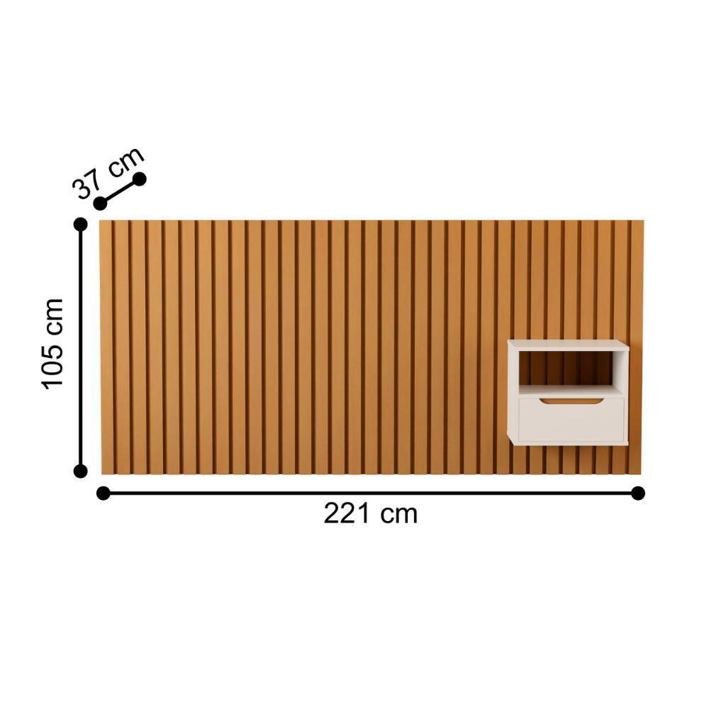 Cabeceira Para Cama Casal Com 1 Mesa Turim Nature Pérola - 4