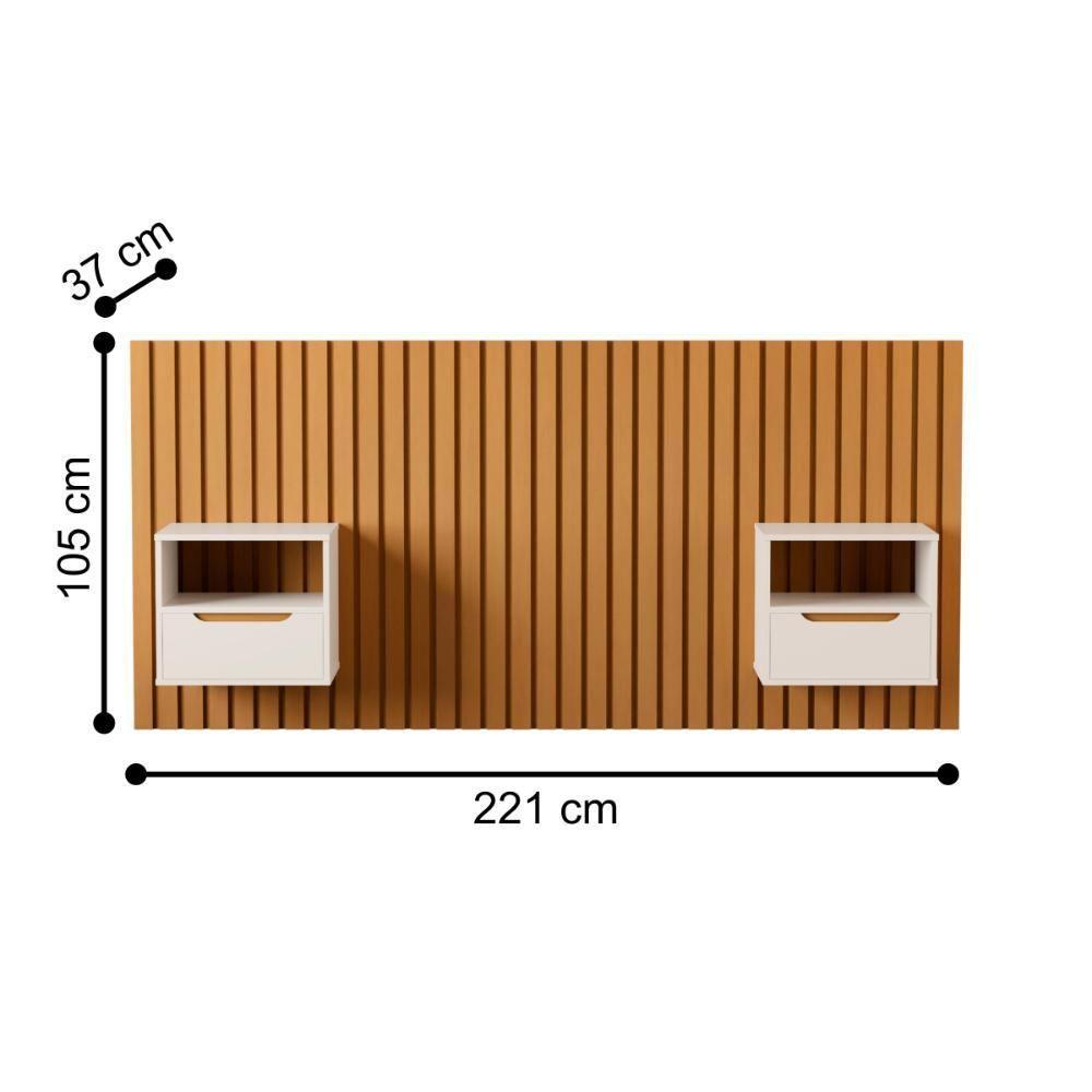 Cabeceira Ripada Com Mesa De Cabeceira Catânia Nature Pérola - 4