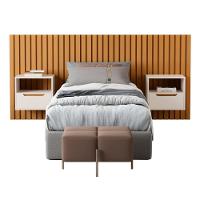 Cabeceira Ripada Com Mesa De Cabeceira Catânia Nature Pérola - 3