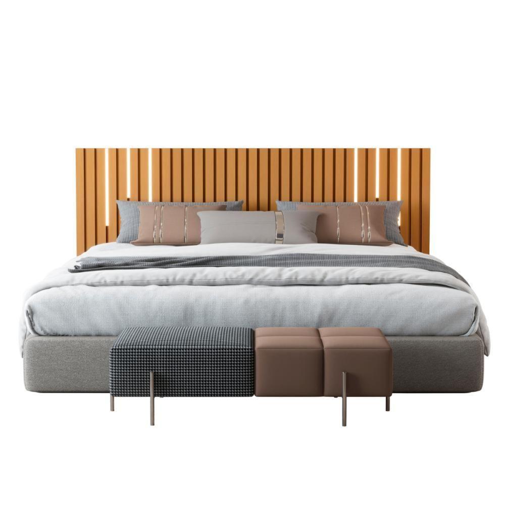 Cabeceira Ripado De Casal Com Jogo De Led Atrani Nature - 3