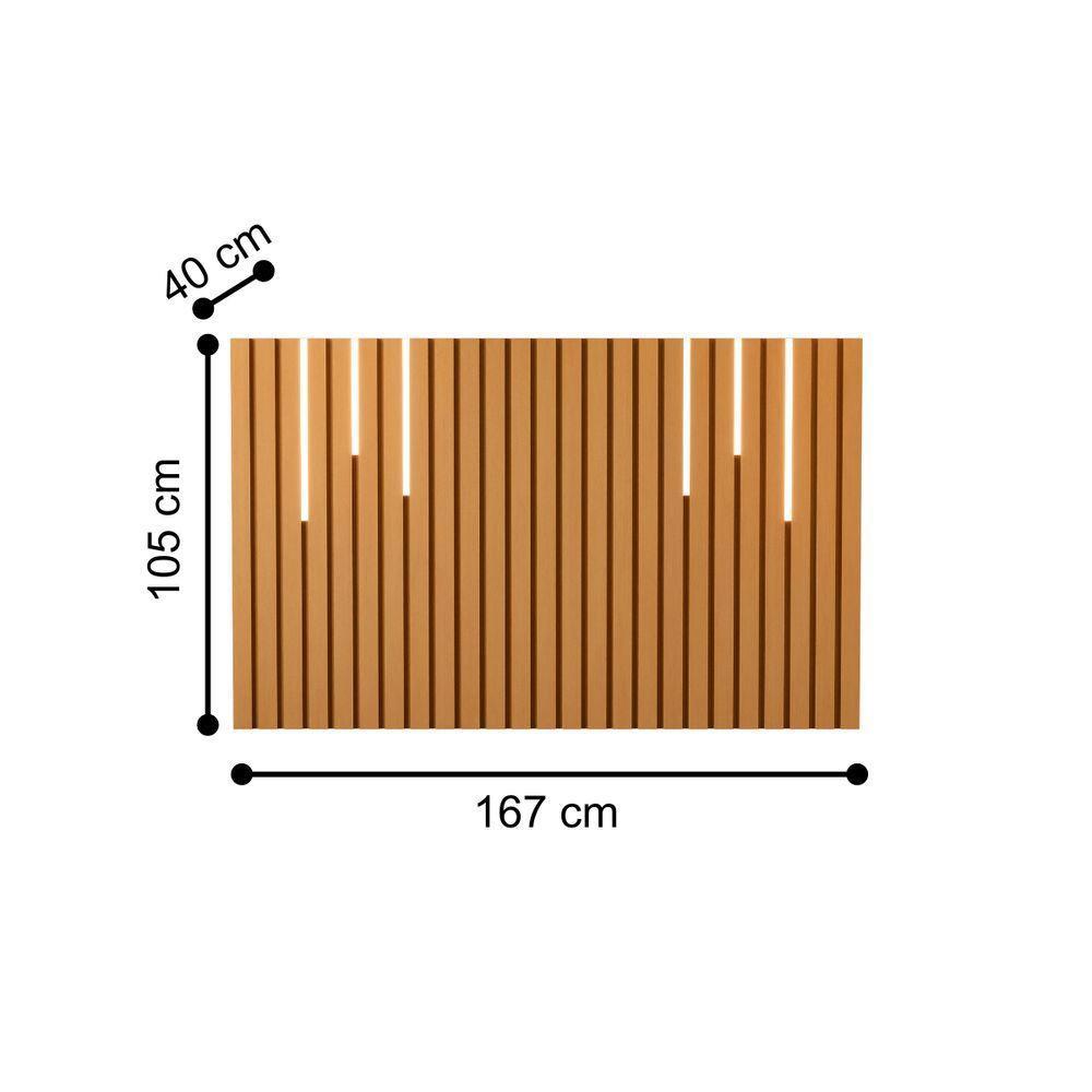 Cabeceira Ripada De Casal Com Kit Led Yokohama Nature - 2