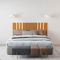 Cabeceira Ripada De Casal Com Kit Led Yokohama Nature - 3