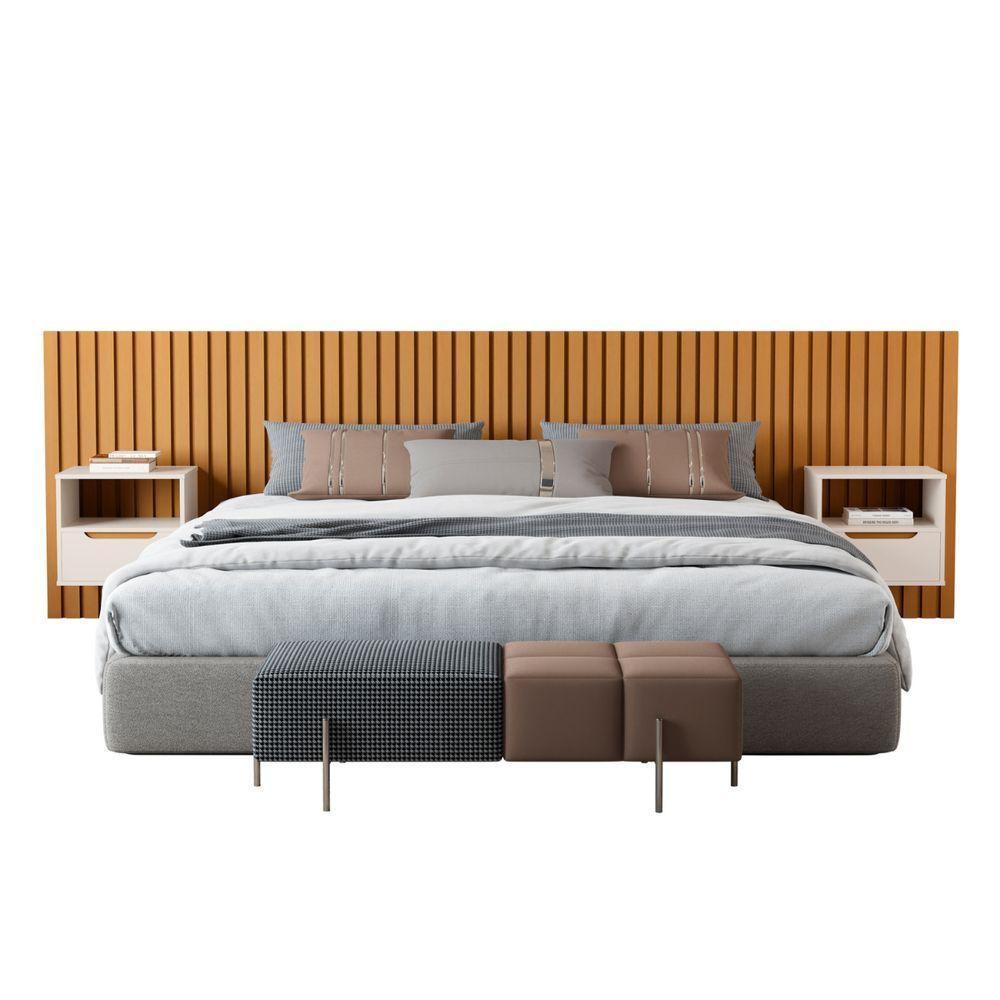 Cabeceira Com Mesas De Cabeceira Florença Nature Pérola - 3