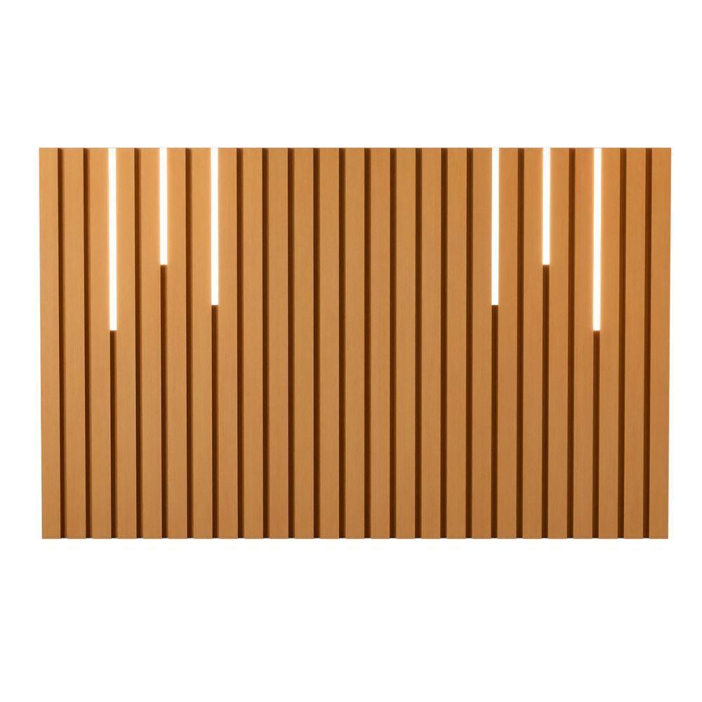 Cabeceira Ripada Cama De Casal Com Led Naha Nature Preto - 1