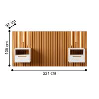 Cabeceira Ripada Cama De Casal Com Led Naha Nature Preto - 3