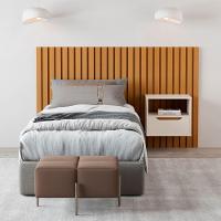 Cabeceira Para Cama Solteiro Com 1 Mesa Foggia Nature Pérola - 2