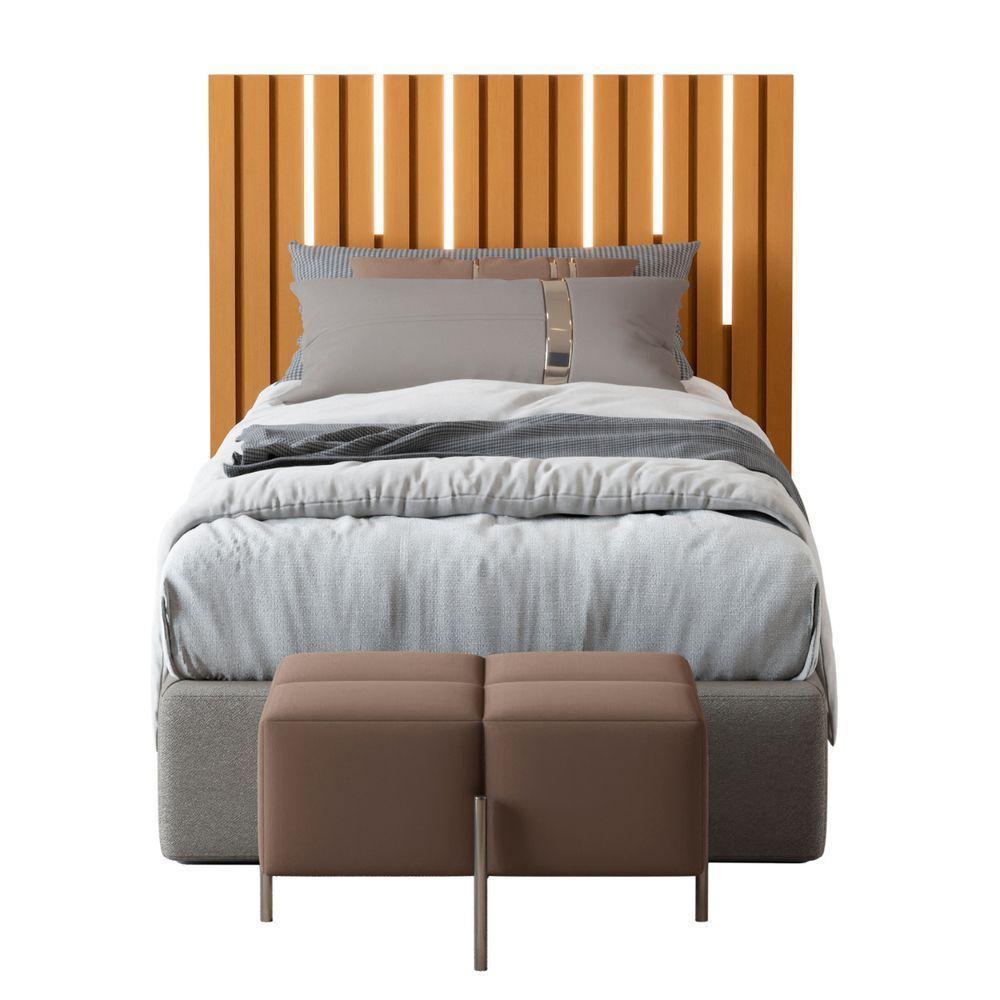 Cabeceira Ripada Cama De Solteiro Com Led Nagoia Nature - 3