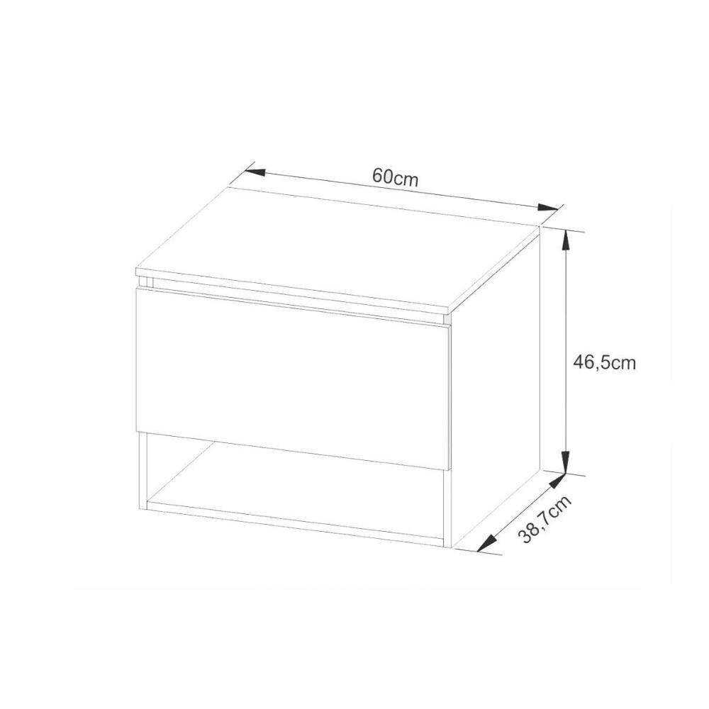 Balcão p/ Banheiro Suspenso BN3606 1 Porta cor Amêndoa/Branco - Tecno Mobili - 3