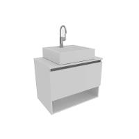 Balcão p/ Banheiro Suspenso BN3606 1 Porta cor Amêndoa/Branco - Tecno Mobili - 6