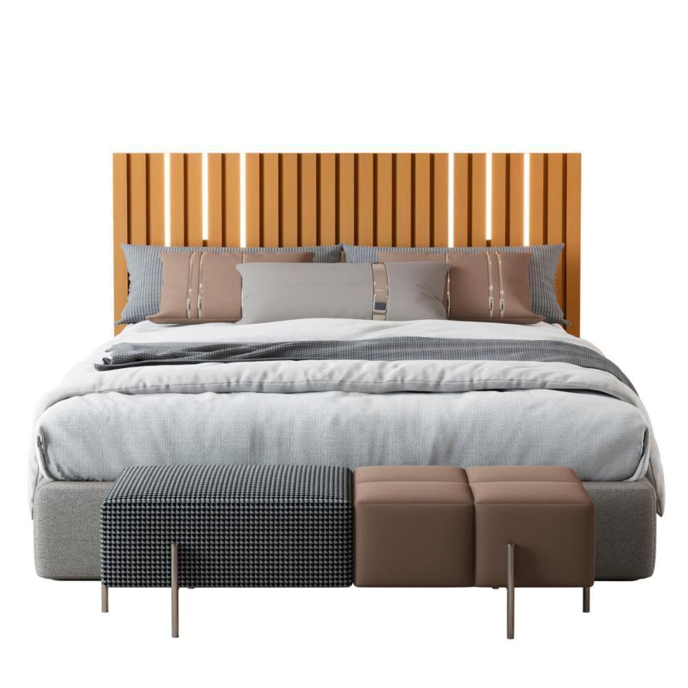 Cabeceira Com Led Para Cama De Casal Sapporo Nature - 3