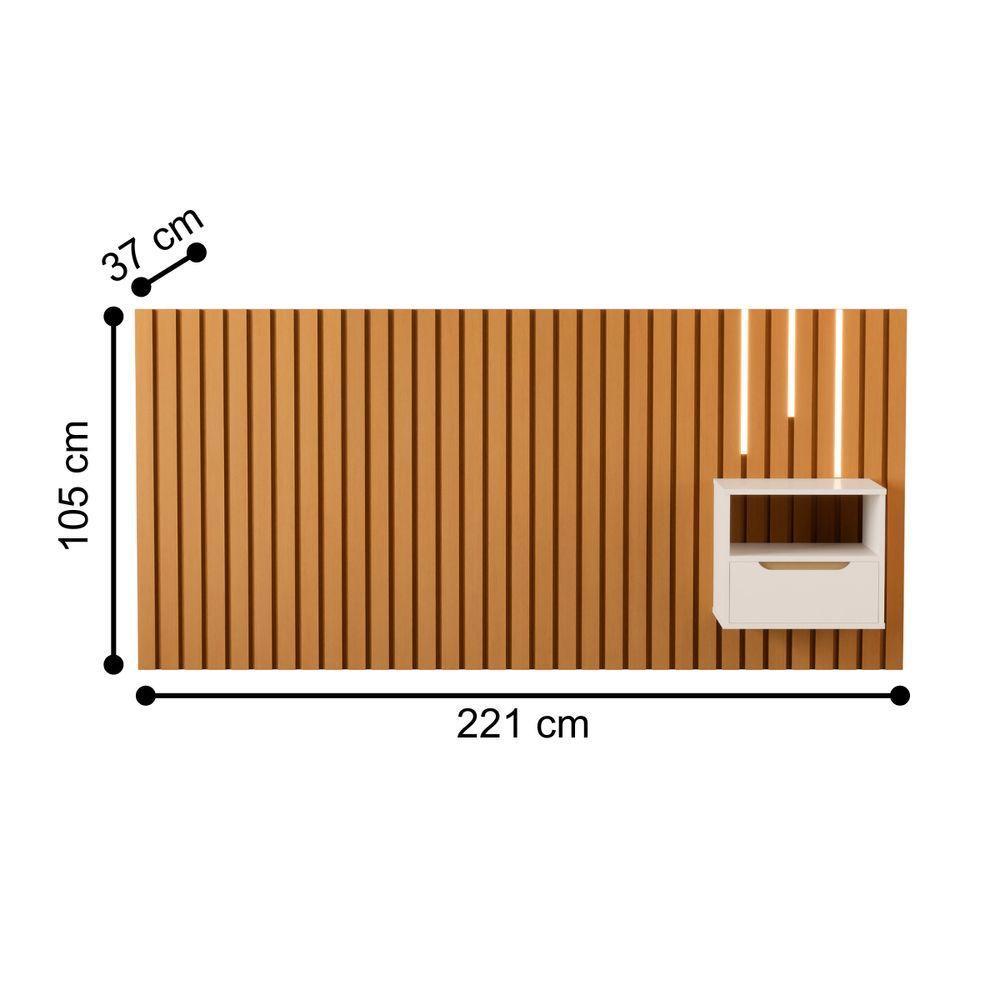 Cabeceira De Casal Ripado Com Kit Led Tóquio Nature Pérola - 4
