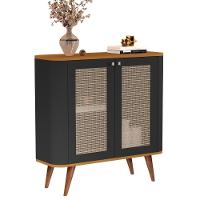 Buffet Com 1 Prateleira E Pés Palito Sevilha Preto Nature - 1