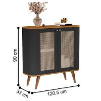 Buffet Com 1 Prateleira E Pés Palito Sevilha Preto Nature - 3