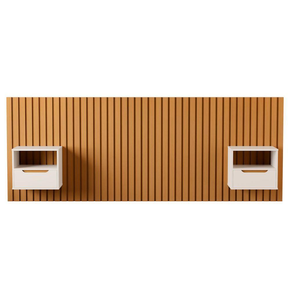 Cabeceira Ripada Com Mesinhas Nápoles Nature Pérola - 1