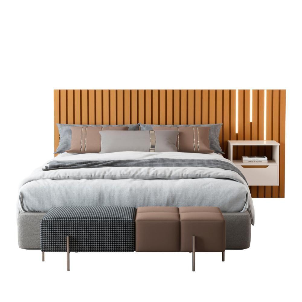 Cabeceira De Casal Com Mesa E Kit Led Quioto Nature Pérola - 3