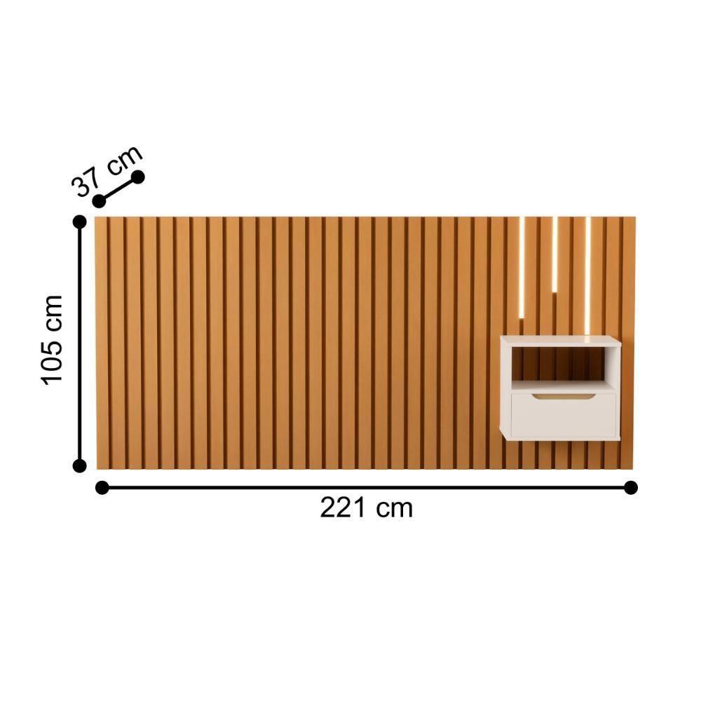 Cabeceira De Casal Com Mesa E Kit Led Quioto Nature Pérola - 4
