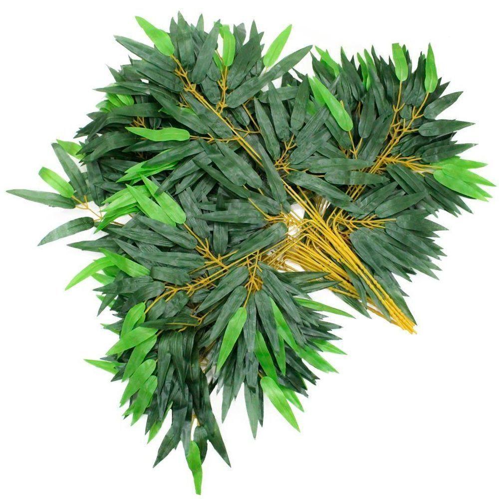 12 Ramos Decoração Arranjo Bambu Artificial Planta Decorativa Plástico 12 Galhos Cada 57cm - 1