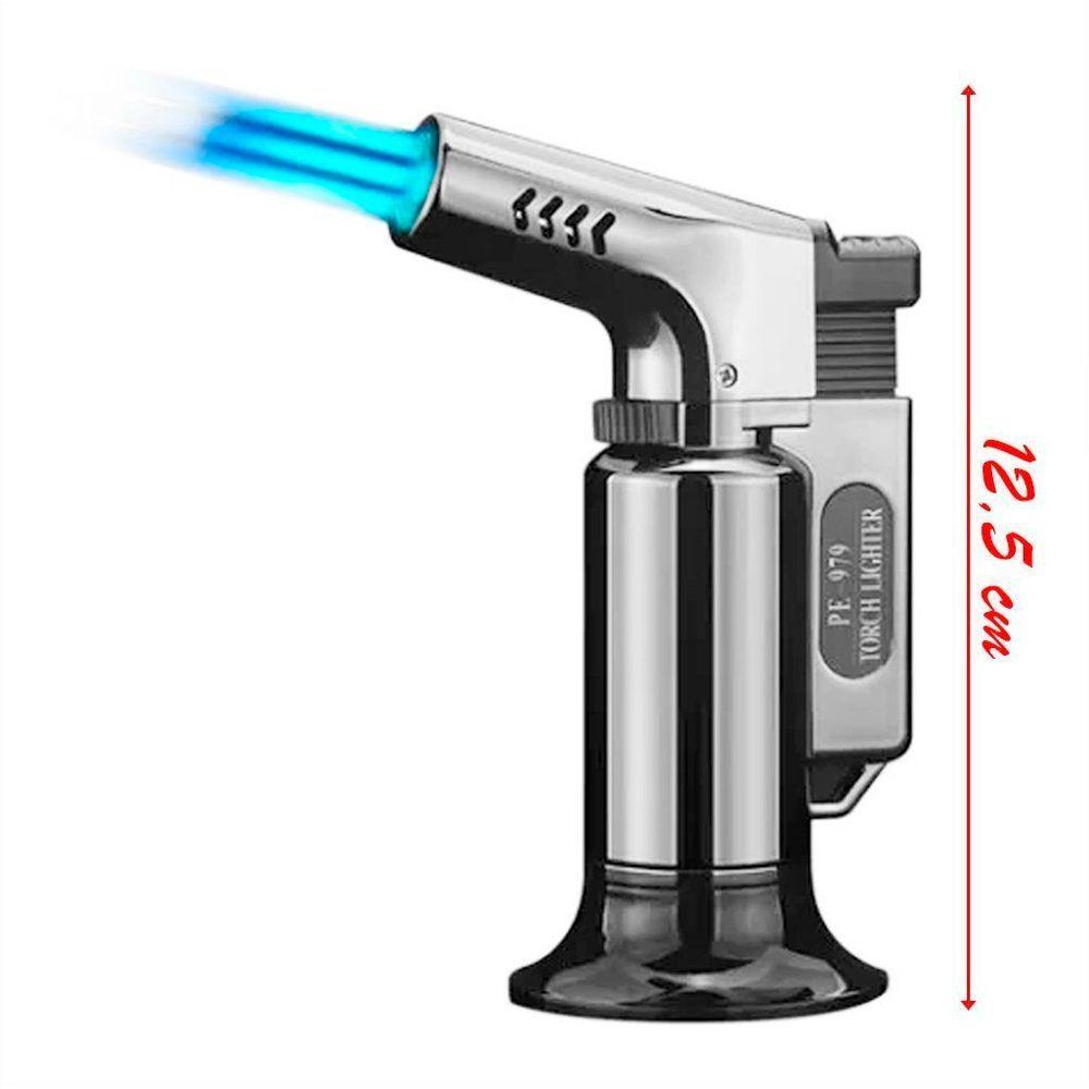 Isqueiro Metálico Tocha Flamejante Maçarico Portátil Culinário Automático à Gás Acendedor Flambador - 2