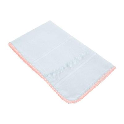 Fraldinha De Boca Ponto Cruz Com Crochet 30x40cm Mabber Salmão