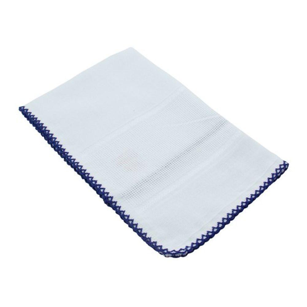 Fraldinha De Boca Ponto Cruz Com Crochet 30x40cm Mabber Azul Marinho - 1
