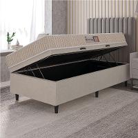 Cama Box Baú Colchão Solteiro Espuma D33 New Millenium 88x60cm Branco/bege Hellen Bege - 5