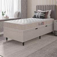 Cama Box Baú Colchão Solteiro Espuma D33 New Millenium 88x60cm Branco/bege Hellen Bege - 6