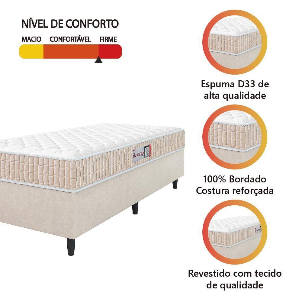 Cama Box Colchão Solteiro Espuma D33 New Millenium 88x57cm Branco/bege Hellen Bege/bco - 3