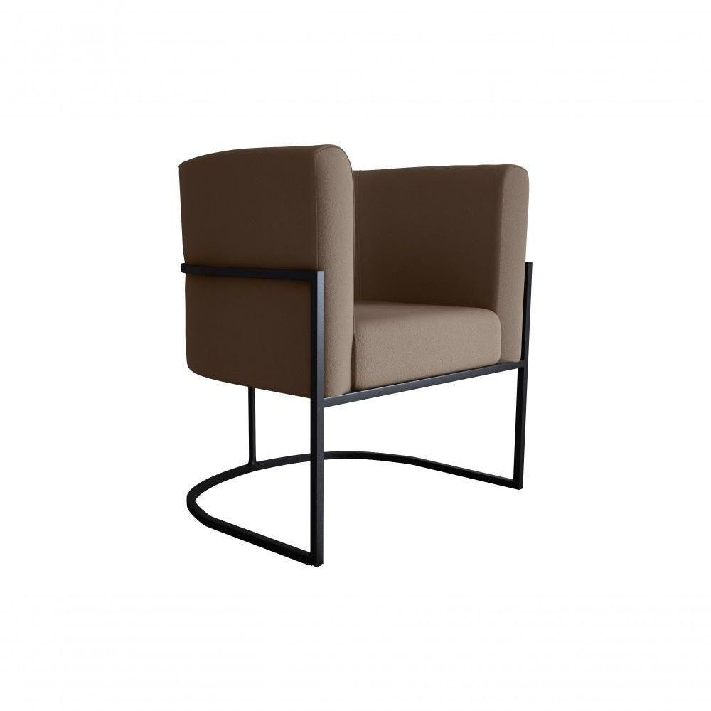 Poltrona Decorativa Cadeira Veludo Marrom Matrix Cairo Sala Recepção Base - 1