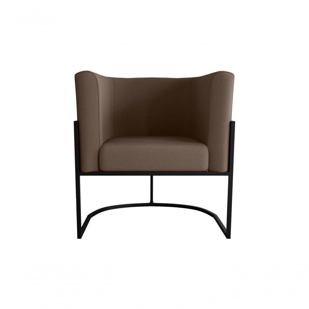 Poltrona Decorativa Cadeira Veludo Marrom Matrix Cairo Sala Recepção Base - 4